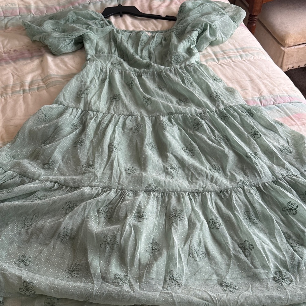 Listicle Mint Green Puff Sleeve Dress - Picture 8 of 14